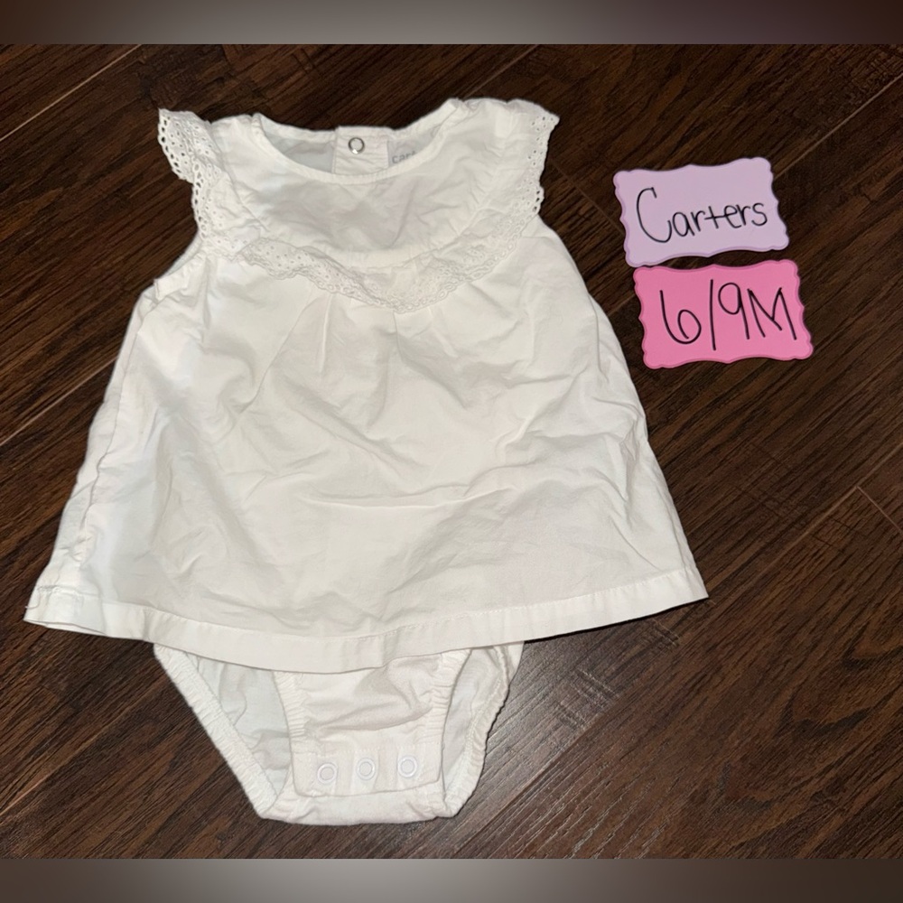 Carter's White onesie dress with Lace Detail
